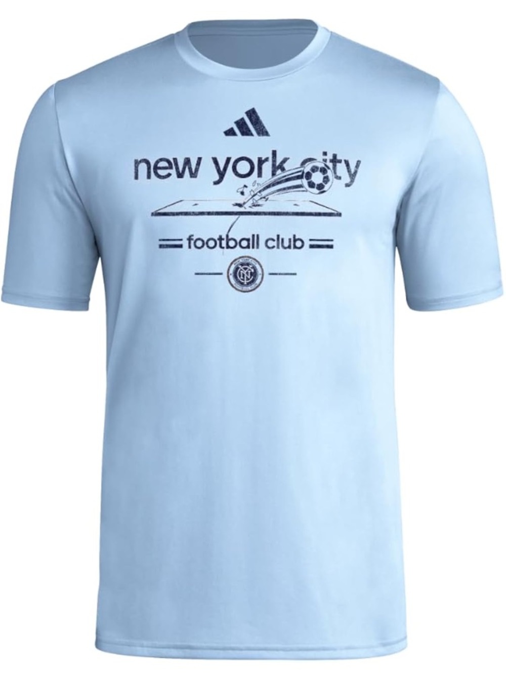 Adidas NYC FC MLS Pre-Game Short Sleeve T-Shirt Light Blue Regular Fit✨-NWT